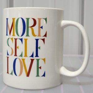 MORE SELF LOVE Retro Color White Stoneware Coffee Mug Microwave Safe 15 oz Size